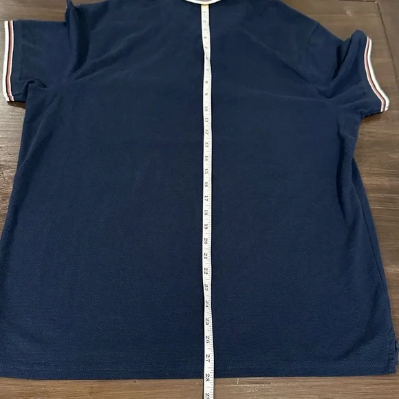 Goodfellow & Co Navy Polo Shirt Striped Trim Pocket Men’s Large - Picture 4 of 6